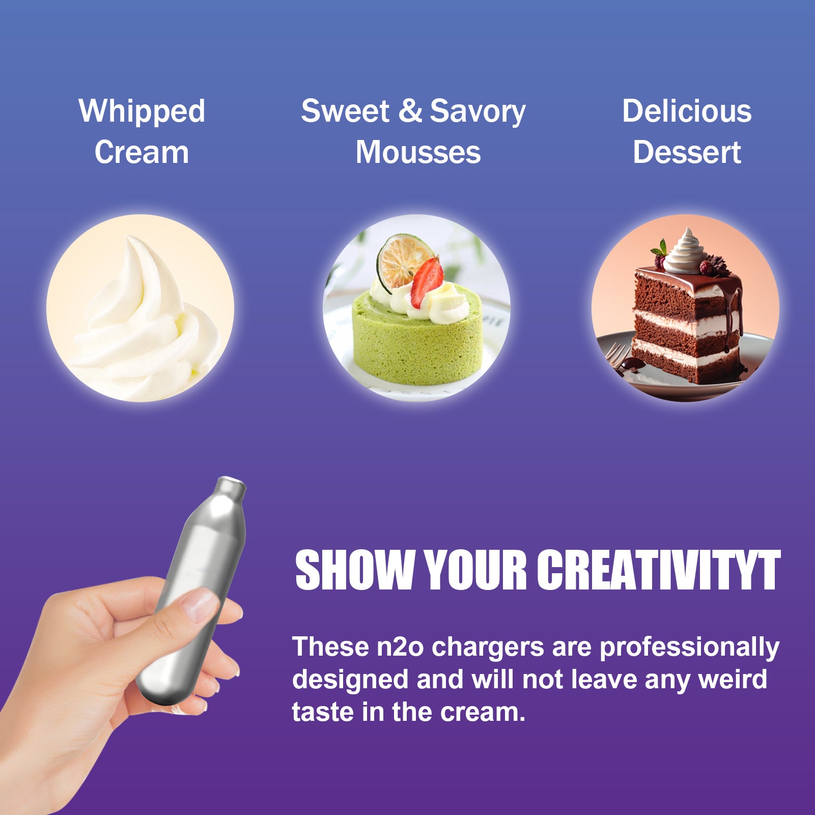 Gassem 8G N2O Whipped Cream Charger, Whip Cream Charger, Original Flavor