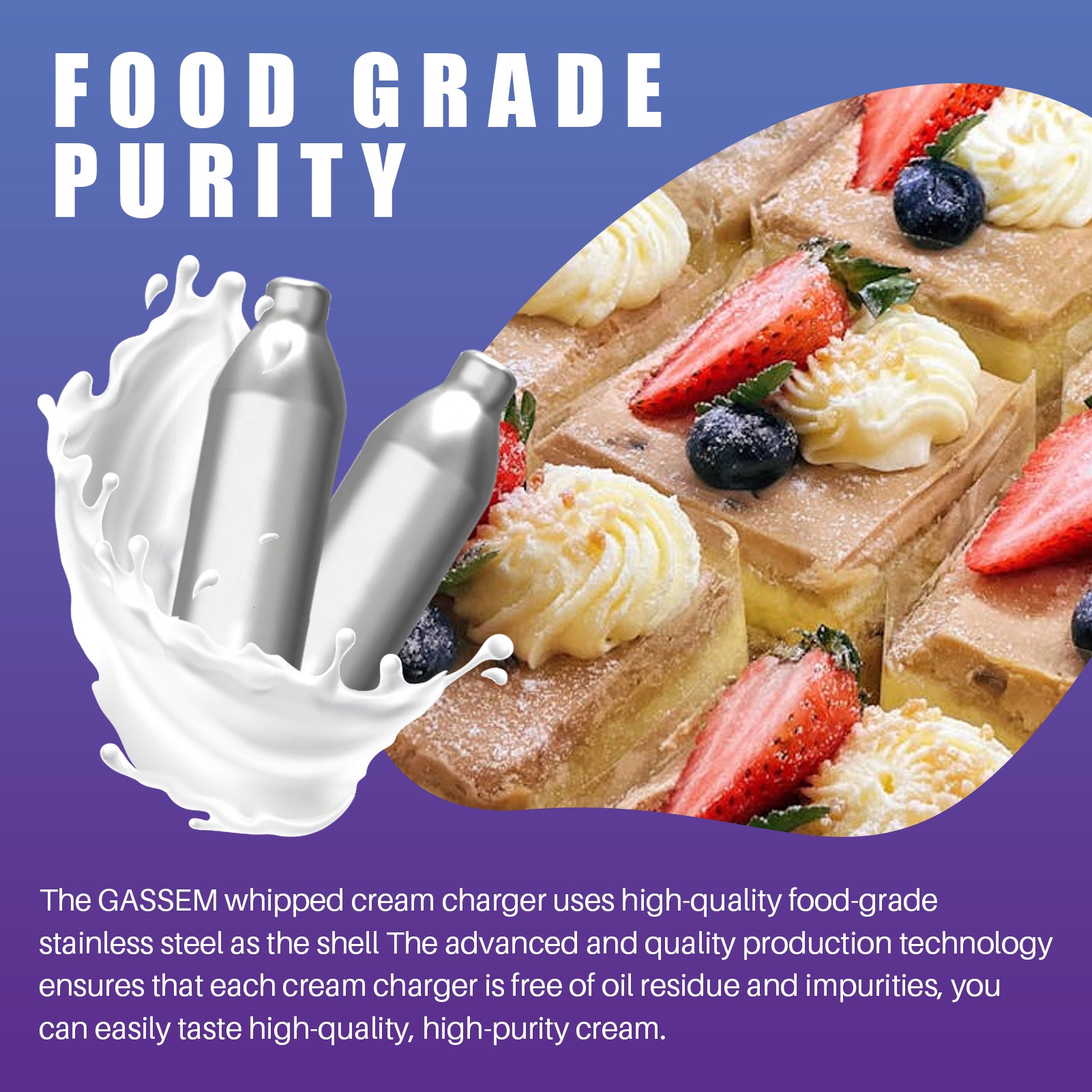 Gassem 8G N2O Whipped Cream Charger, Whip Cream Charger, Original Flavor